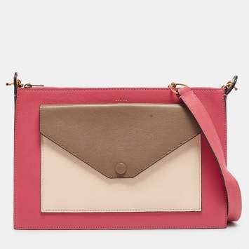 Pre Owned Celine Tricolor Leather Pocket Envelope Shoulder Bag