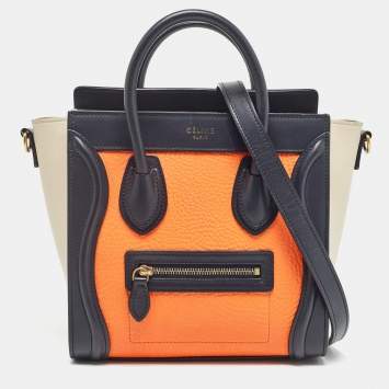 Pre Owned Celine Tricolor Leather Nano Luggage Tote