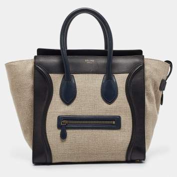 Pre Owned Celine Tricolor Canvas and Leather Mini Luggage Tote