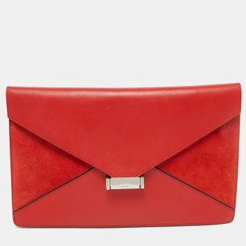 Pre Owned Celine Orange Suede and Leather Diamond Clutch
