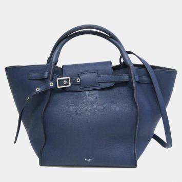 Pre Owned Celine Navy Blue Leather Small Big Bag Shoulder Bag