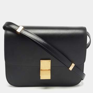 Pre Owned Celine Black Leather Medium Classic Box Shoulder Bag