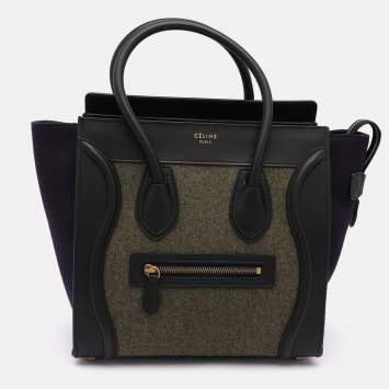 Pre Owned Celine Multicolor Leather and Felt Micro Luggage Tote