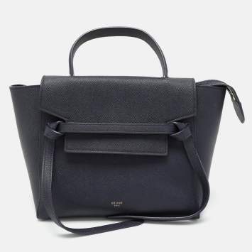 Pre Owned Celine Blue Leather Micro Belt Top Handle Bag