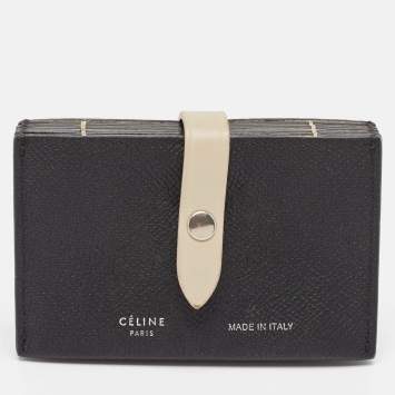 Pre Owned Celine Black/Beige Leather Accordion Card Holder