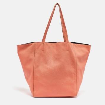 Pre Owned Celine Orange Leather Medium Cabas Phantom Tote