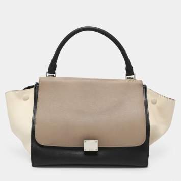 Pre Owned Celine Tricolor Leather Medium Trapeze Top Handle Bag