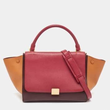 Pre Owned Celine Tricolor Leather Medium Trapeze Top Handle Bag
