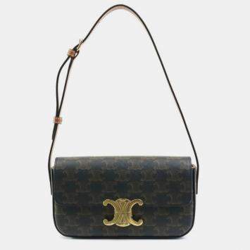 Pre Owned Celine Brown Canvas Triomphe Shoulder Bag