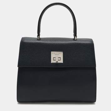 Pre Owned Celine Blue Leather Vintage Top Handle Bag