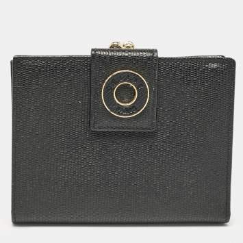 Pre Owned Celine Black Textured Leather Vintage French Wallet