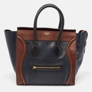 Pre Owned Celine Tricolor Leather Mini Luggage Tote