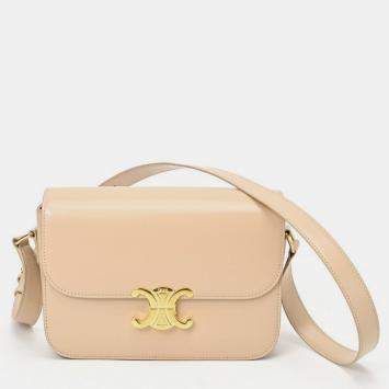 Pre Owned Celine Shiny Calfskin Nude (Beige) Classic Triomphe Bag