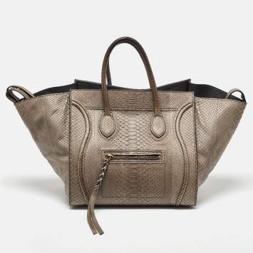 Pre Owned Celine Grey Python Medium Phantom Luggage Tote