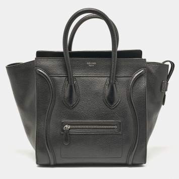 Pre Owned Celine Black Leather Mini Luggage Tote