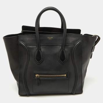 Pre Owned Celine Black Leather Mini Luggage Tote
