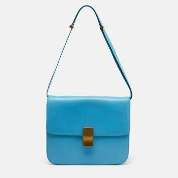 Pre Owned Celine Blue Leather Large Classic Box Shoulder Bag