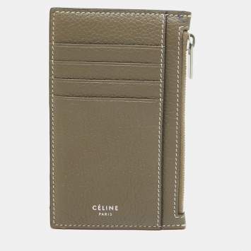 مملوكة مسبقًا Celine Grey Leather Zip Card Holder