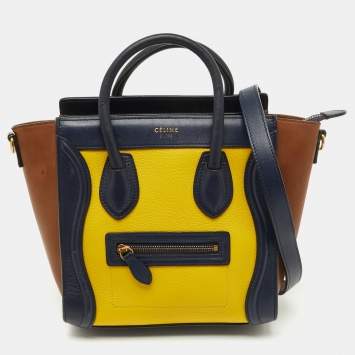 Pre Owned Celine Multicolor Leather Nano Luggage Tote