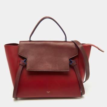 Pre Owned Celine Red/Brown Leather Mini Belt Top Handle Bag