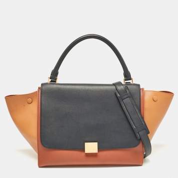 Pre Owned Celine Tricolor Leather Medium Trapeze Top Handle Bag
