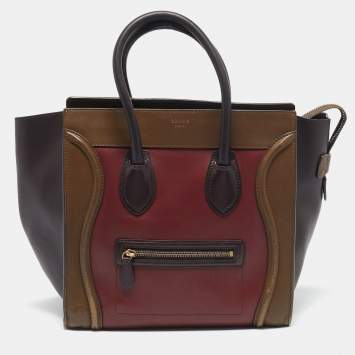 Pre Owned Celine Tricolor Leather Mini Luggage Tote