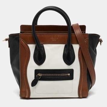 Pre Owned Celine Tricolor Leather Nano Luggage Tote