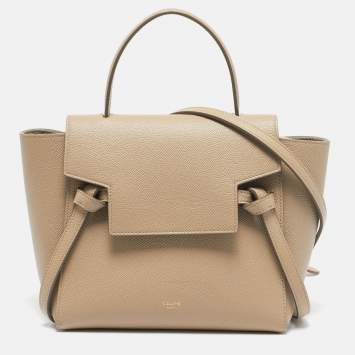 Pre Owned Celine Beige Leather Nano Belt Top Handle Bag