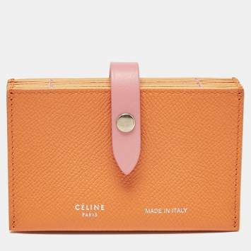 Pre Owned Celine Orange/Pink Leather Accordeon Card Holder
