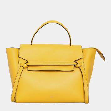 Pre Owned Celine Yellow Leather Mini Belt Bag