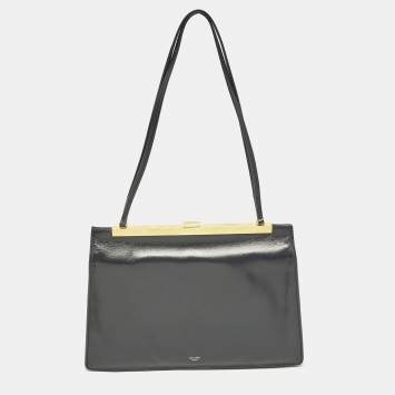 Pre Owned Celine Black Leather Medium Clasp Bag