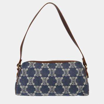 Pre Owned Celine Blue Denim Macadam Handbag