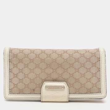 Pre Owned Celine Brown/Cream Macadam Canvas Triomphe Vintage French Wallet