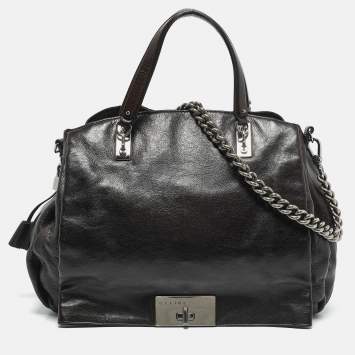 Pre Owned Celine Choco Brown Leather Turn Lock Flap Satchel
