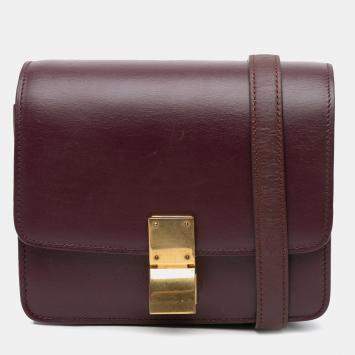 Pre Owned Celine Bordeaux Calfskin Classic Box Small Bag