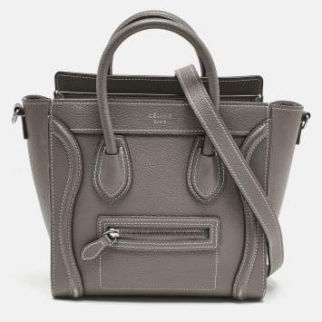 Pre Owned Celine Beige Leather Nano Luggage Tote