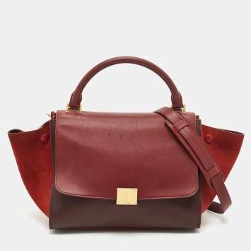 Pre Owned Celine Tricolor Leather and Suede Small Trapeze Top Handle Bag