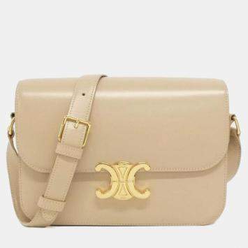 Pre Owned Celine Leather Classic Triomphe Shoulder Bag