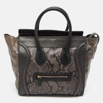 Pre Owned Celine Tricolor Python and Leather Mini Luggage Tote