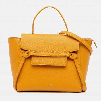 Pre Owned Celine Yellow Nano Grained Calfskin Belt Bag