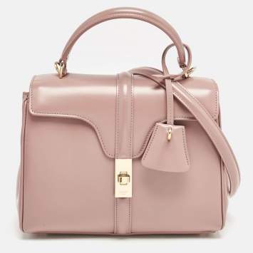 Pre Owned Celine Dusty Pink Leather Small 16 Top Handle Bag