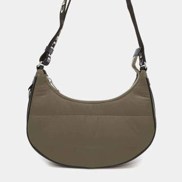 Pre Owned Celine Khaki Nylon Quilted Leather Ava Medium Shoulder Bag 
