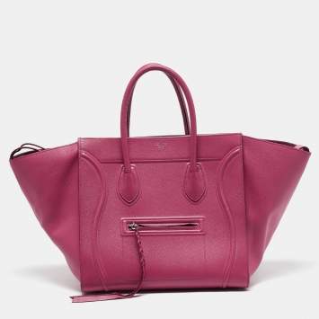 Pre Owned Celine Fuchsia Leather Medium Phantom Luggage Tote