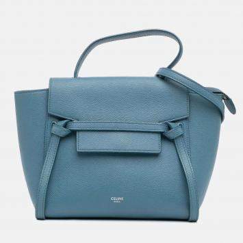 Pre Owned Celine Blue Nano Grained Calfskin Belt Bag