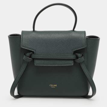 Pre Owned Celine Green Leather Pico Belt Top Handle Bag