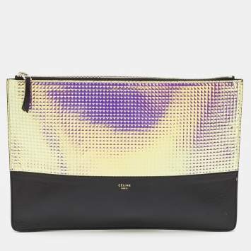 Pre Owned Celine Black Holographic Leather Solo Clutch
