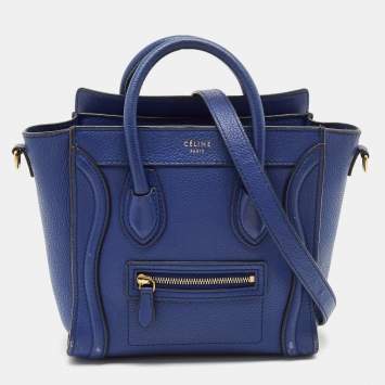 Pre Owned Celine Blue Leather Nano Luggage Tote