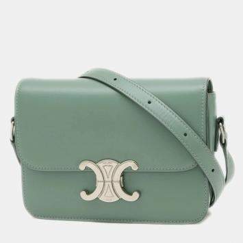 Pre Owned Celine Leather Teen Triomphe Shoulder Bag