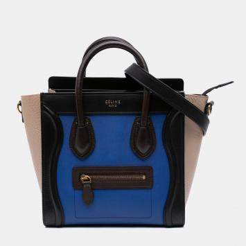Pre Owned Celine Tricolor Leather Nano Luggage Tote