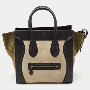 Pre Owned Celine Multicolor Leather and Suede Mini Luggage Tote